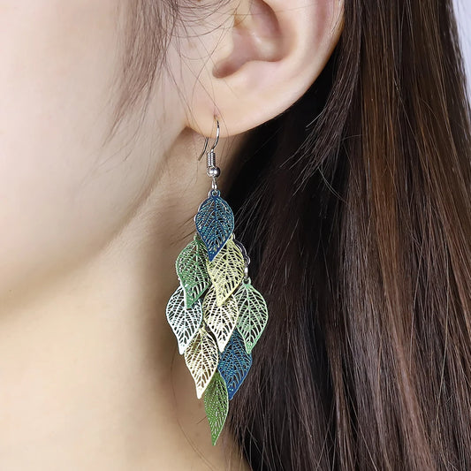 Ethnic Style Drop Earrings Small Nine Leaf Accessories Leaves Earring Bohemian Jewelry Dangle Earrings Exaggerated Women Gift