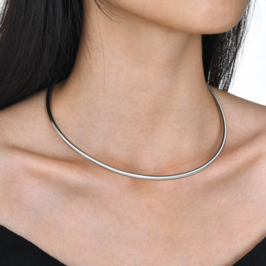 Minimalist Women Torques, Gold Color Stainless Steel Choker, Chic Dainty Streetwear Club Necklaces