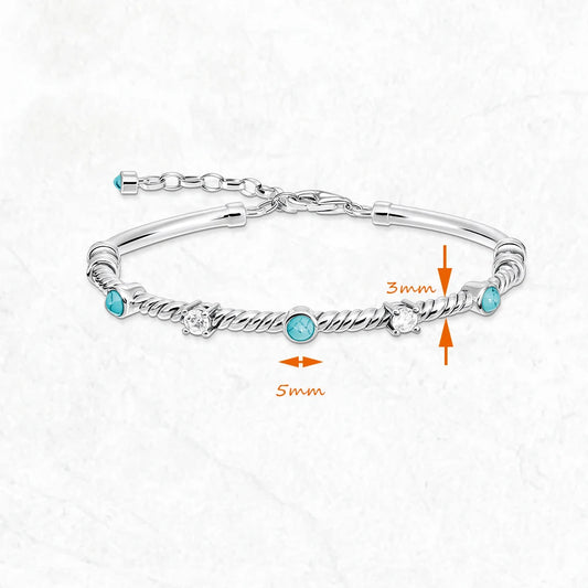 Bracelet Bangles Rope with Turquoise Europe Style Fashion Jewelry For Women Brand New Vintage Gift In 925 Sterling Silver