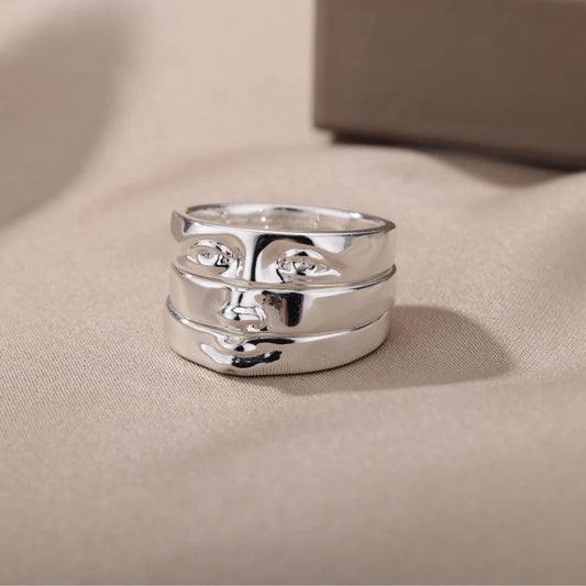 Eye Rings For Women Men Stainless Steel Gold Color Vintage Face Ring Sets Luxury y2k Aesthetic Jewelry 2025 кольца anillos