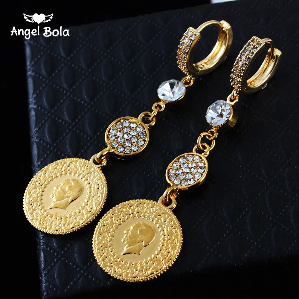 Length19CM/21CM Turkey Coin Bracelet for Women Gold Color Turks Simgesi Osmanli Turasi Muslim Islam Bangle Arab Allah Jewelry
