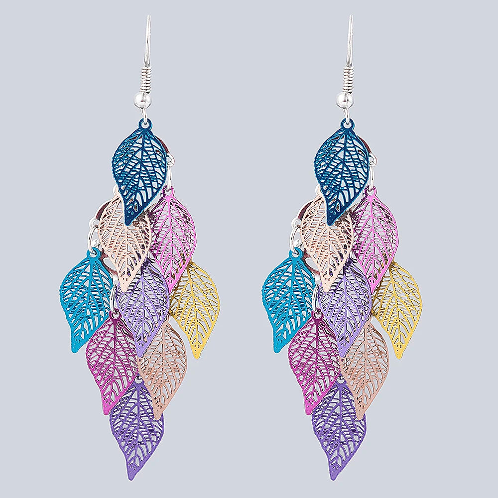 Ethnic Style Drop Earrings Small Nine Leaf Accessories Leaves Earring Bohemian Jewelry Dangle Earrings Exaggerated Women Gift