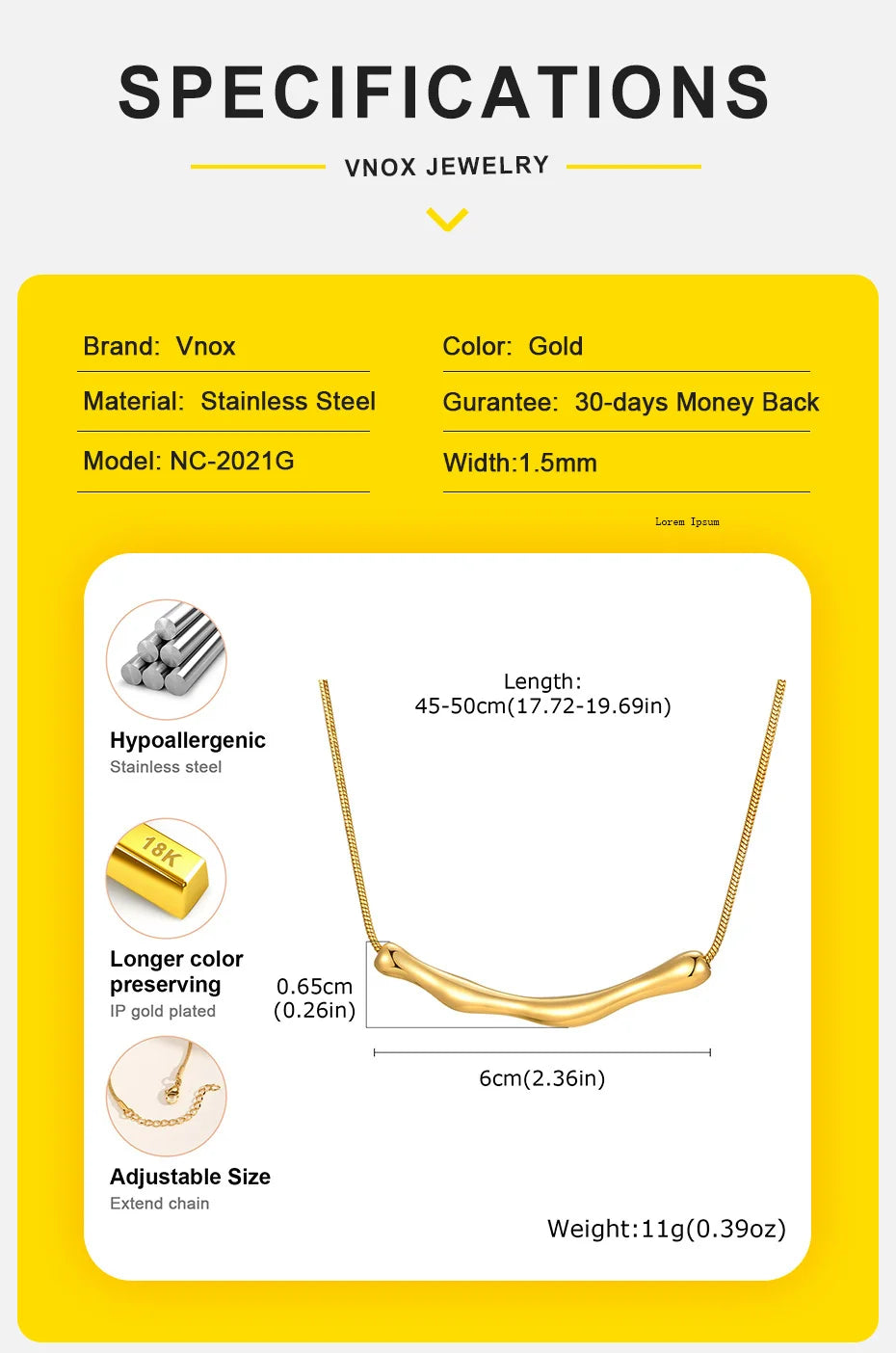 Vnox Irregular Geometric Pendant Necklaces Stainless Steel Jewelry For Women Smooth Liquid Shape Girl Necklaces Daily Waterfall