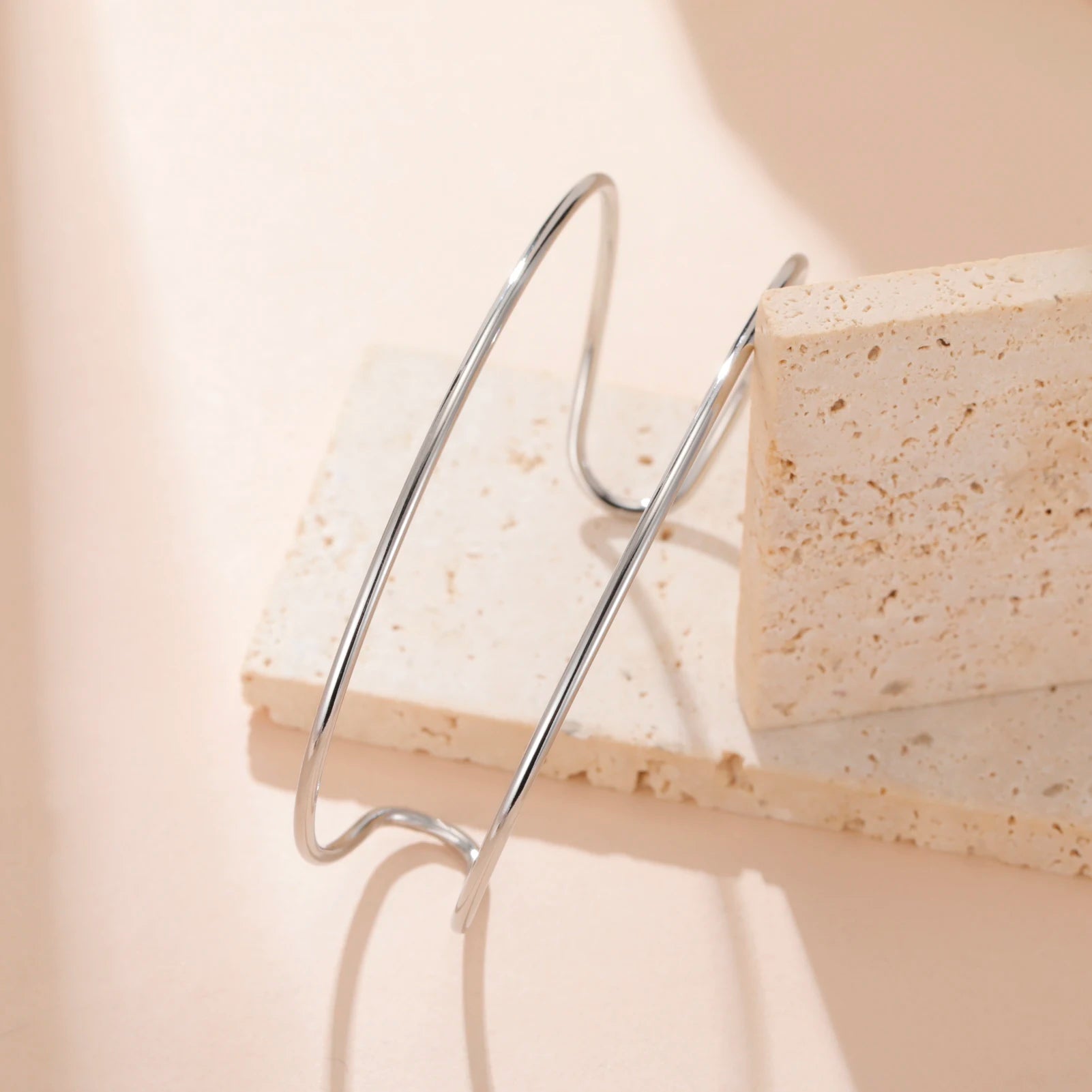 Skyrim Double Layer Cuff Bracelet Women Stainless Steel Gold Color Open Bangle Fashion Minimalist Geometric Jewelry Gift