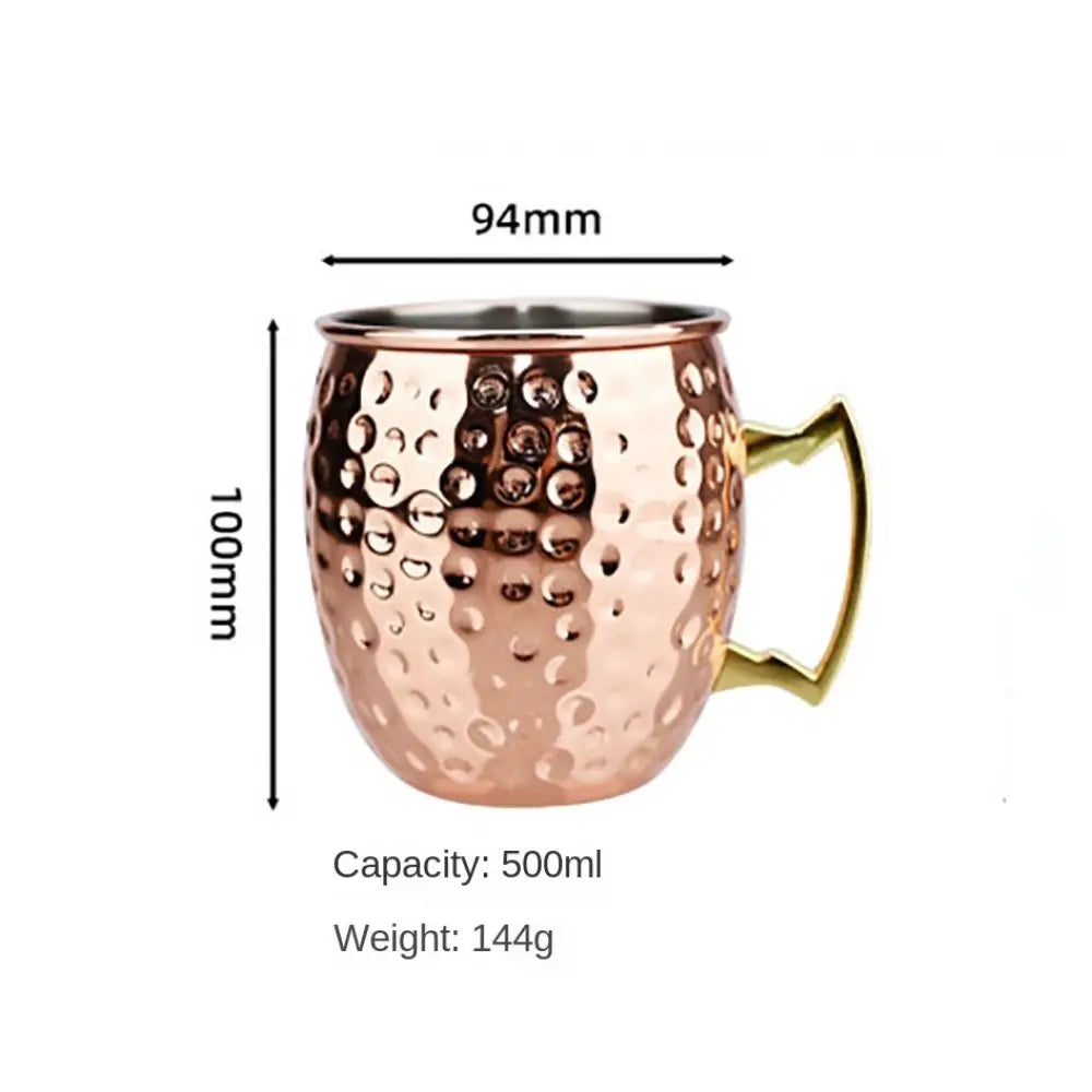 500ml Pure Copper Cup Handcrafted Thickened Mug Cup Moscow Mule Smooth Finish Drum Cup Mules Cocktails Coffee Beer