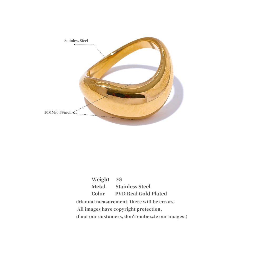 Yhpup Minimalist Smooth Stainless Steel Metal Geometric Finger Ring Waterproof 18K PVD Plated Distinctive Jewelry Bijoux New