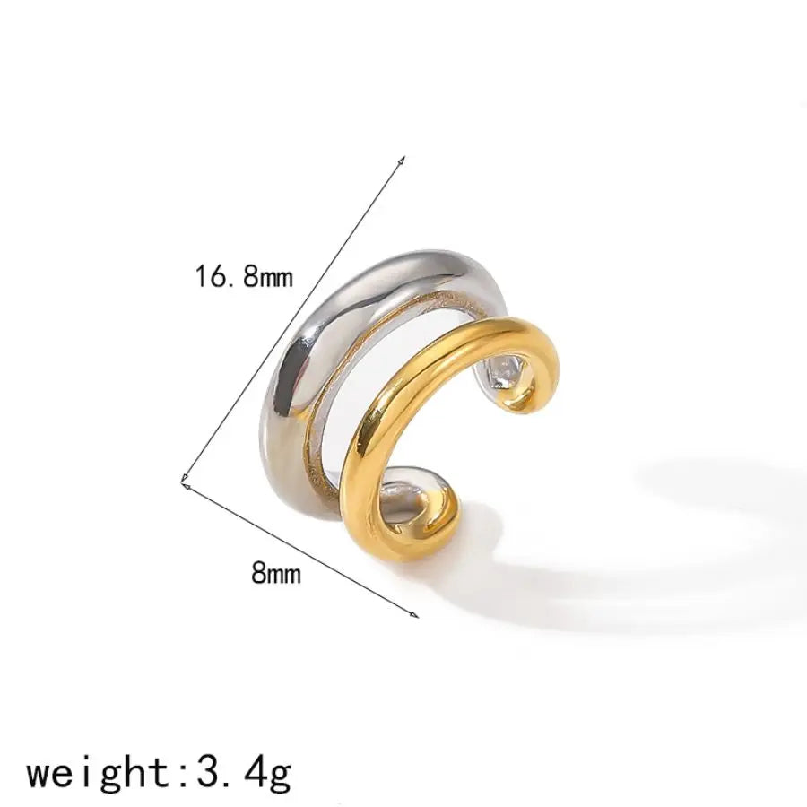 Hot Selling 18K Gold Color Stainless Steel Multilayer Ear Clip Waterproof Metal Unique Fashion Trendy Women Gift