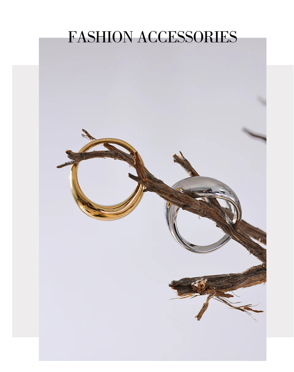 Yhpup Minimalist Smooth Stainless Steel Metal Geometric Finger Ring Waterproof 18K PVD Plated Distinctive Jewelry Bijoux New