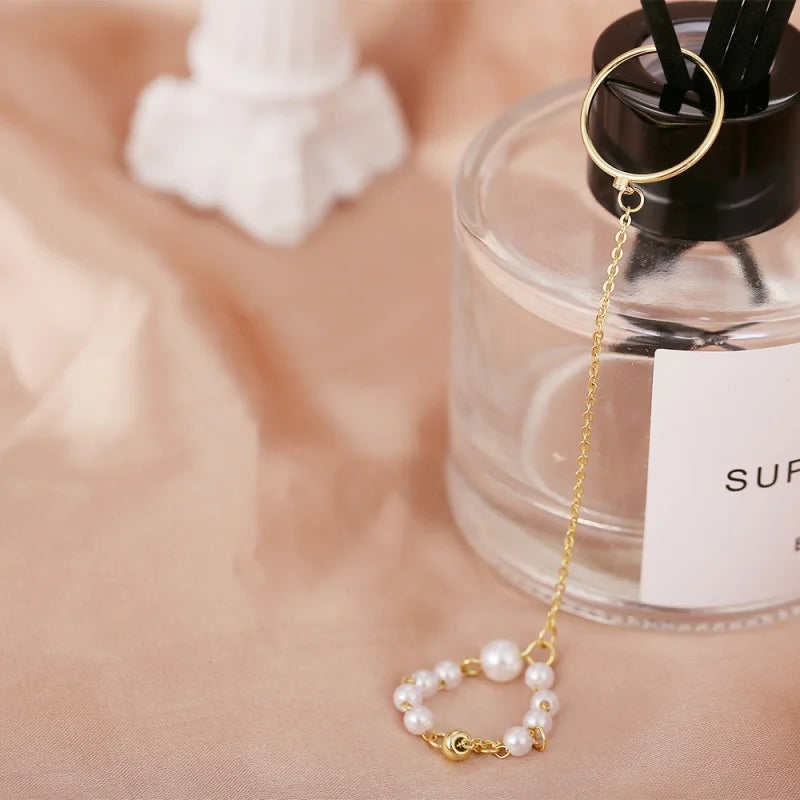 New Fashion Chain Link Ring Full Rhinestone Vintage Flower Double Finger For Women Girl Party Jewelry Gift Accessories