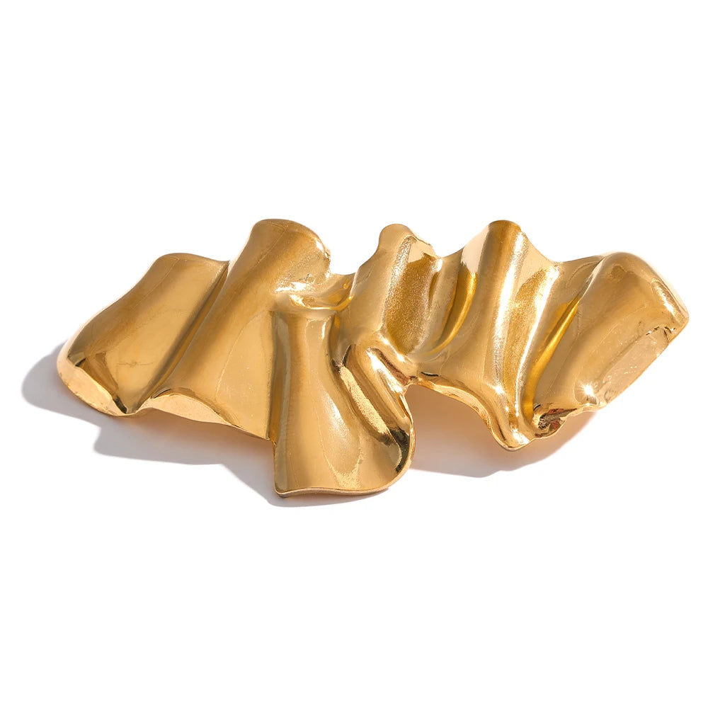 Yhpup Abstract Geometry Fashion Metal 18k Gold PVD Plated Brooch Pin Clothes Accessories Waterproof 2024 Charm Unisex Jewelry