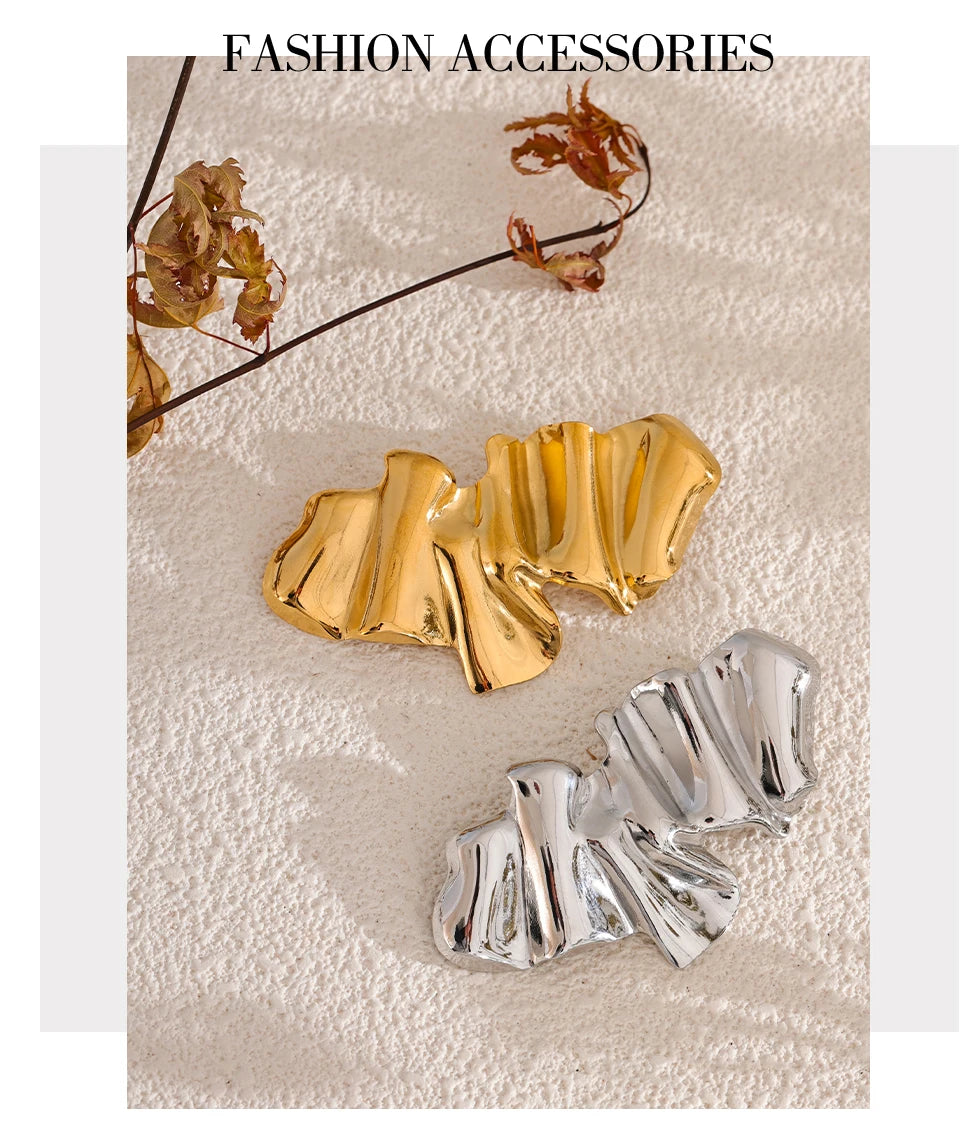 Yhpup Abstract Geometry Fashion Metal 18k Gold PVD Plated Brooch Pin Clothes Accessories Waterproof 2024 Charm Unisex Jewelry