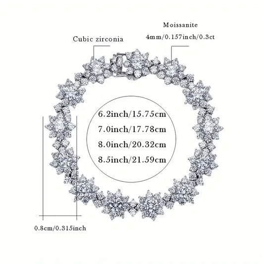 S925 Moissanite Bracelet, Fashion Party Engagement Wedding Anniversary Gift Wedding Anniversary Certificate, Mother's Day Gift