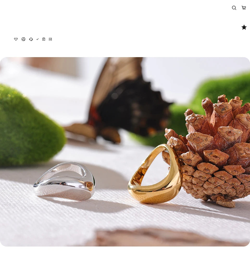 Yhpup Minimalist Smooth Stainless Steel Metal Geometric Finger Ring Waterproof 18K PVD Plated Distinctive Jewelry Bijoux New