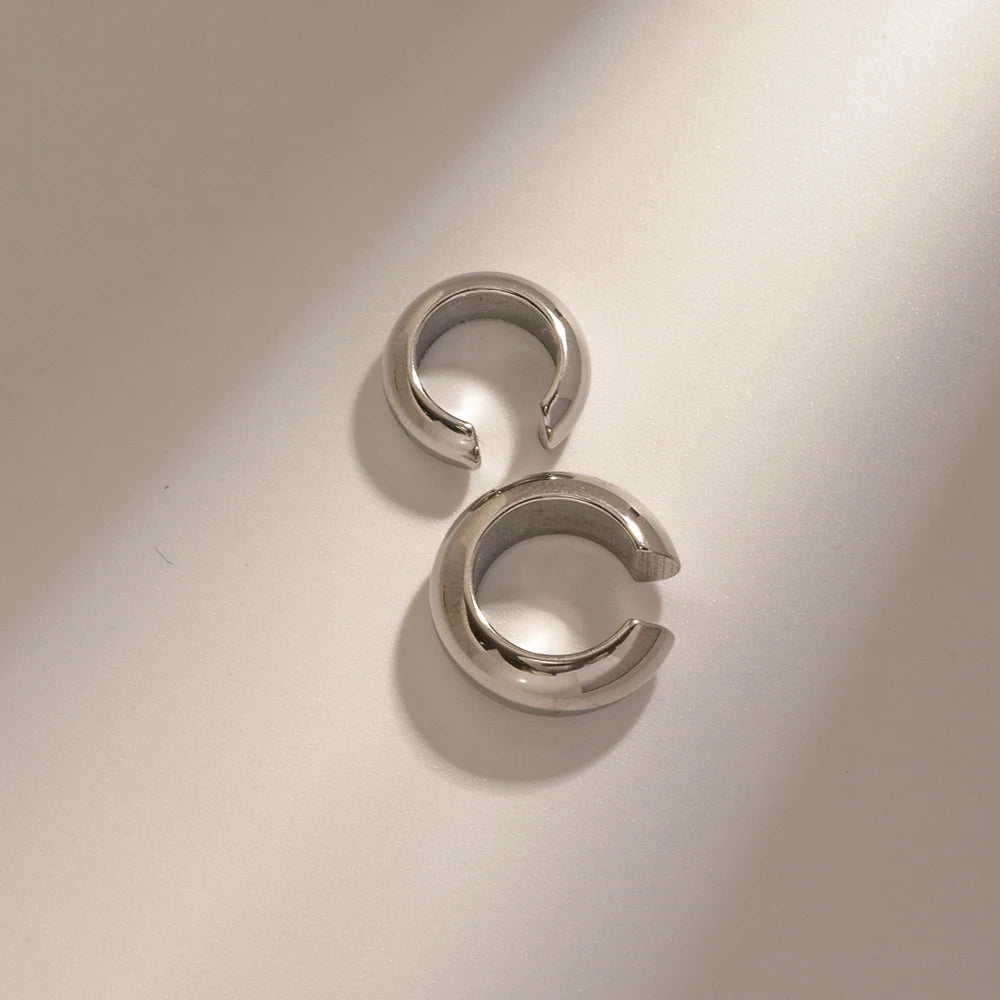 Steel Color Stainless Steel Low Key Luxury Chunky C-shaped Minimalist Ear Clips Tarnish-proof Women's Ear Jewelry Party Gift