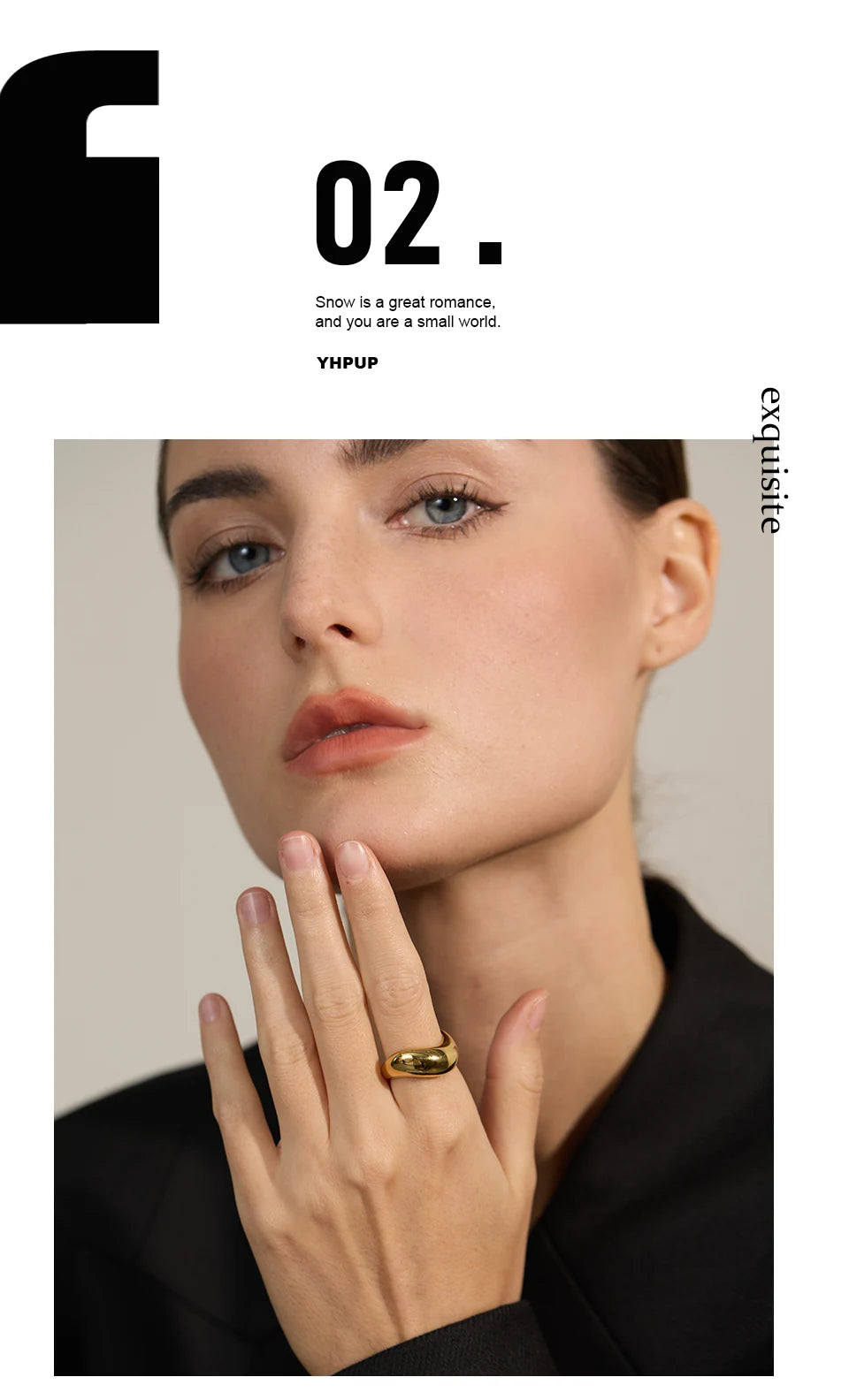 Yhpup Minimalist Smooth Stainless Steel Metal Geometric Finger Ring Waterproof 18K PVD Plated Distinctive Jewelry Bijoux New