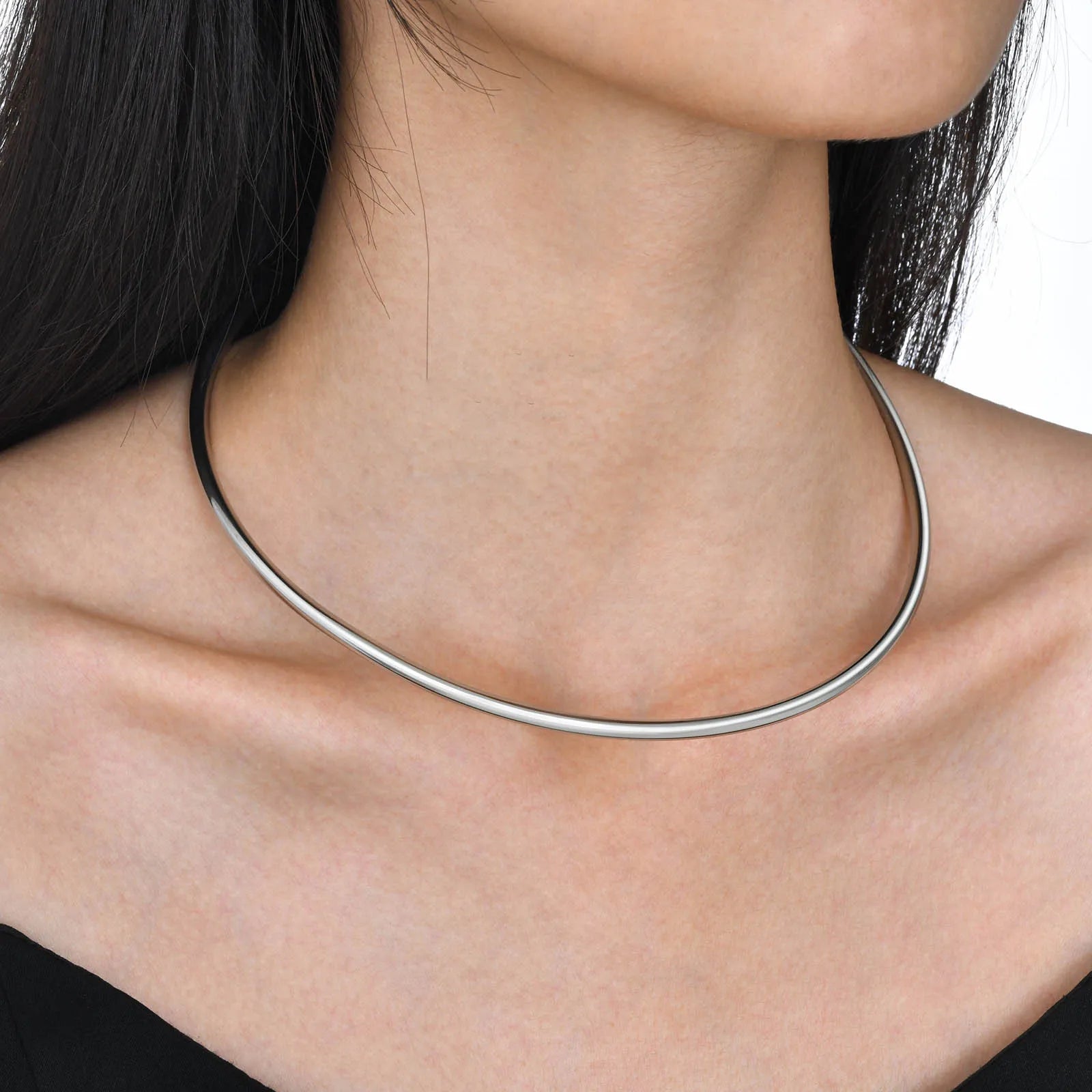 Minimalist Women Torques, Gold Color Stainless Steel Choker, Chic Dainty Streetwear Club Necklaces