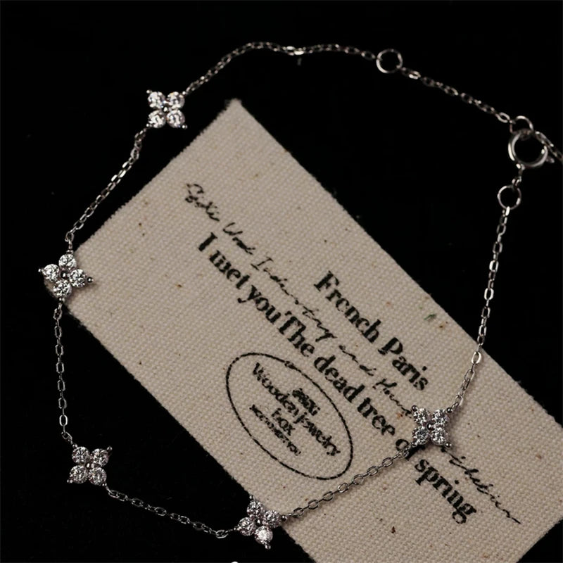 2026 New Crystal Flower Stainless Steel Bracelet Women Fashion Personality Korean Bracelet Jewelry Accessories Anniversary Gift