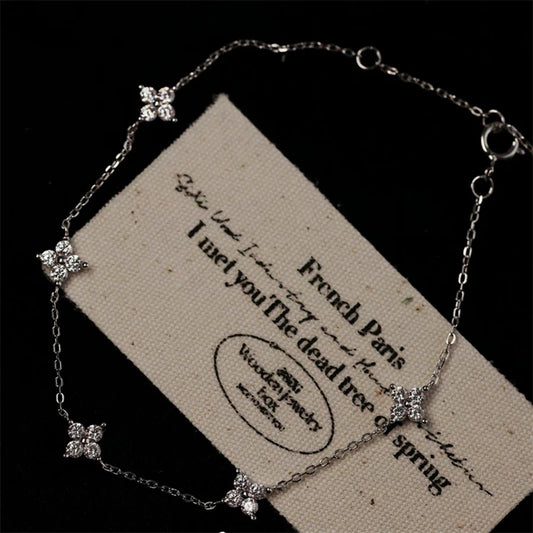 2026 New Crystal Flower Stainless Steel Bracelet Women Fashion Personality Korean Bracelet Jewelry Accessories Anniversary Gift