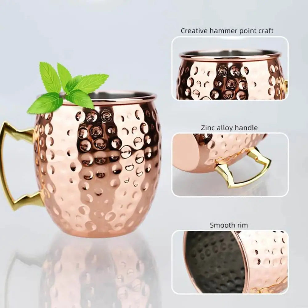 500ml Pure Copper Cup Handcrafted Thickened Mug Cup Moscow Mule Smooth Finish Drum Cup Mules Cocktails Coffee Beer