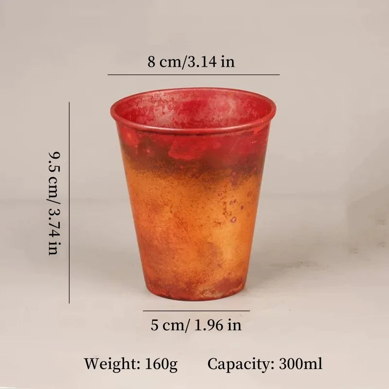 Vintage Pure Copper Cup,With lid Weave Handle Thickened Breakfast Cup,Handcrafted Tea Tumbler Drinkware Tableware Coffee Mug