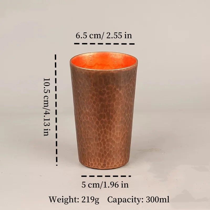 Vintage Pure Copper Cup,With lid Weave Handle Thickened Breakfast Cup,Handcrafted Tea Tumbler Drinkware Tableware Coffee Mug