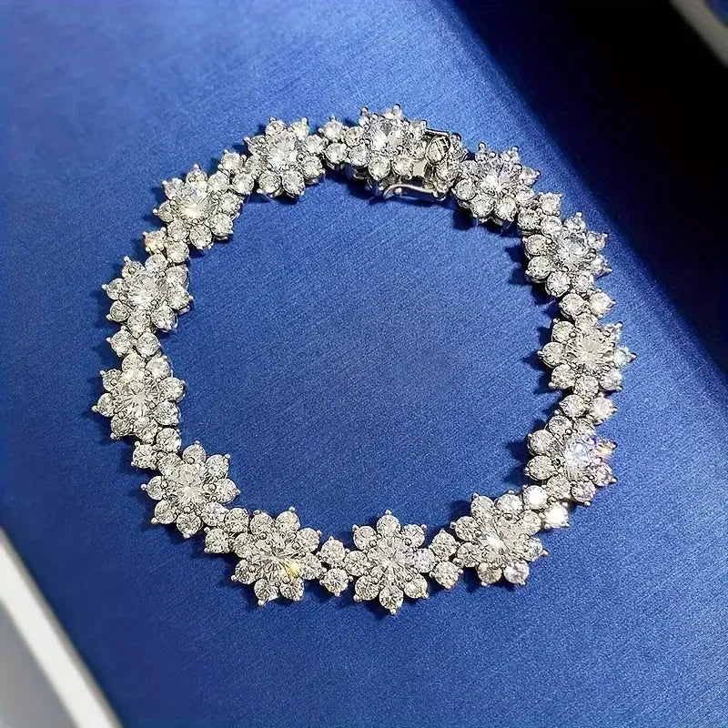 S925 Moissanite Bracelet, Fashion Party Engagement Wedding Anniversary Gift Wedding Anniversary Certificate, Mother's Day Gift