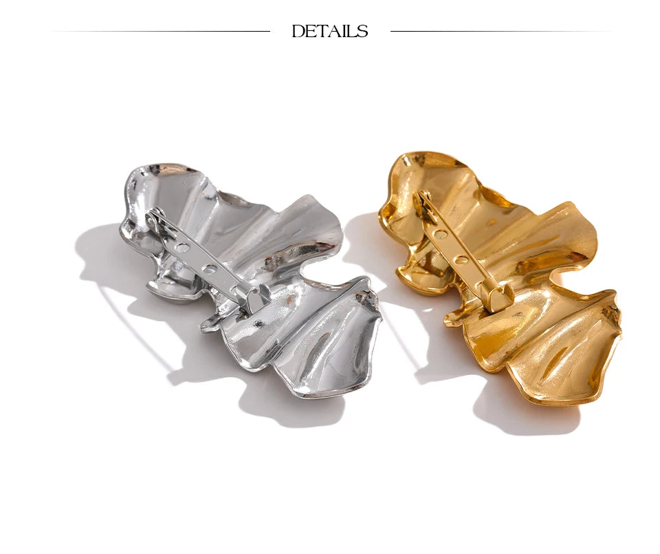 Yhpup Abstract Geometry Fashion Metal 18k Gold PVD Plated Brooch Pin Clothes Accessories Waterproof 2024 Charm Unisex Jewelry