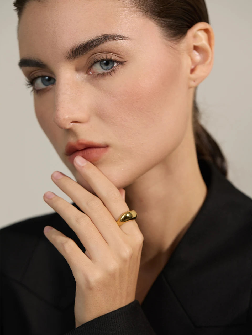 Yhpup Minimalist Smooth Stainless Steel Metal Geometric Finger Ring Waterproof 18K PVD Plated Distinctive Jewelry Bijoux New