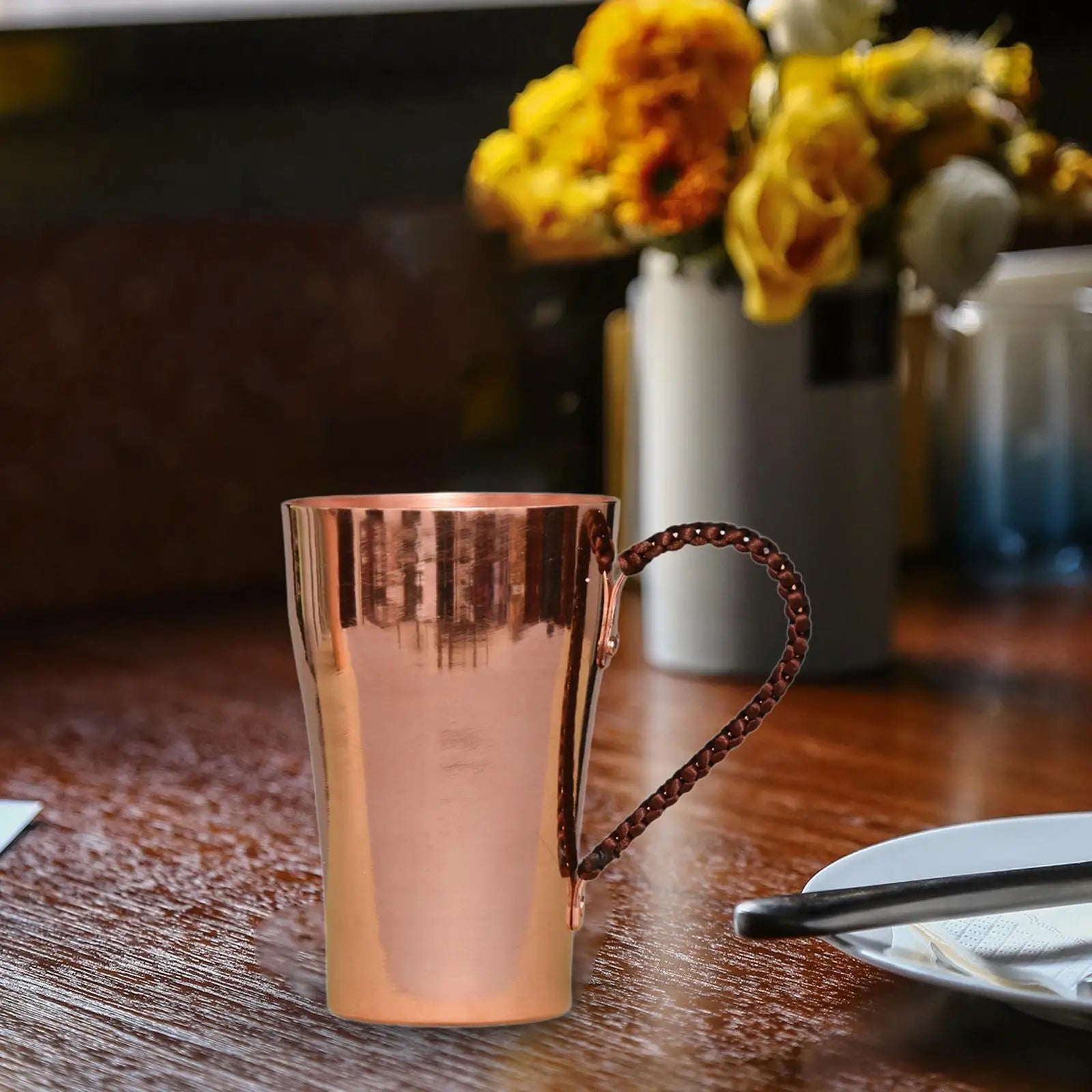 Pure Copper Cup 400ml Artisan Crafted Copper Mug Premium Drink Cup Luxury Coffee Mug for Kitchen Decor