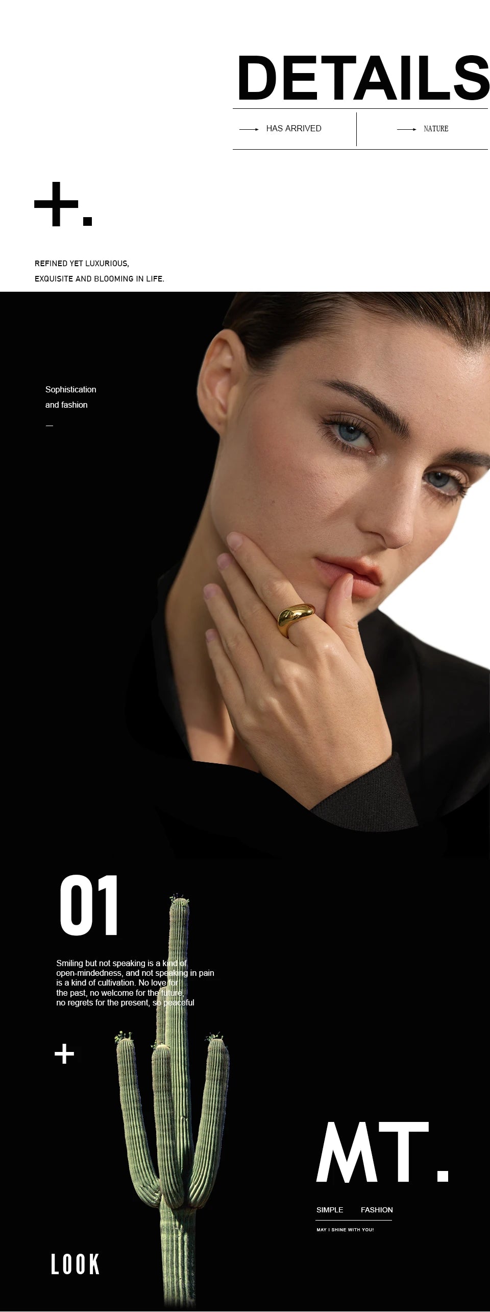 Yhpup Minimalist Smooth Stainless Steel Metal Geometric Finger Ring Waterproof 18K PVD Plated Distinctive Jewelry Bijoux New