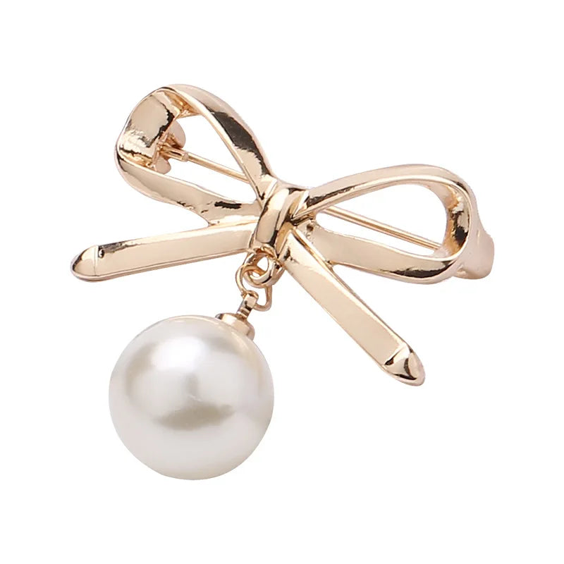 Pearl Brooch Fixed Strap Charm Safety Pin For Women Sweater Dress Clothe Small Brooch Cardigan Clip Chain Lapel Neckline Jewelry