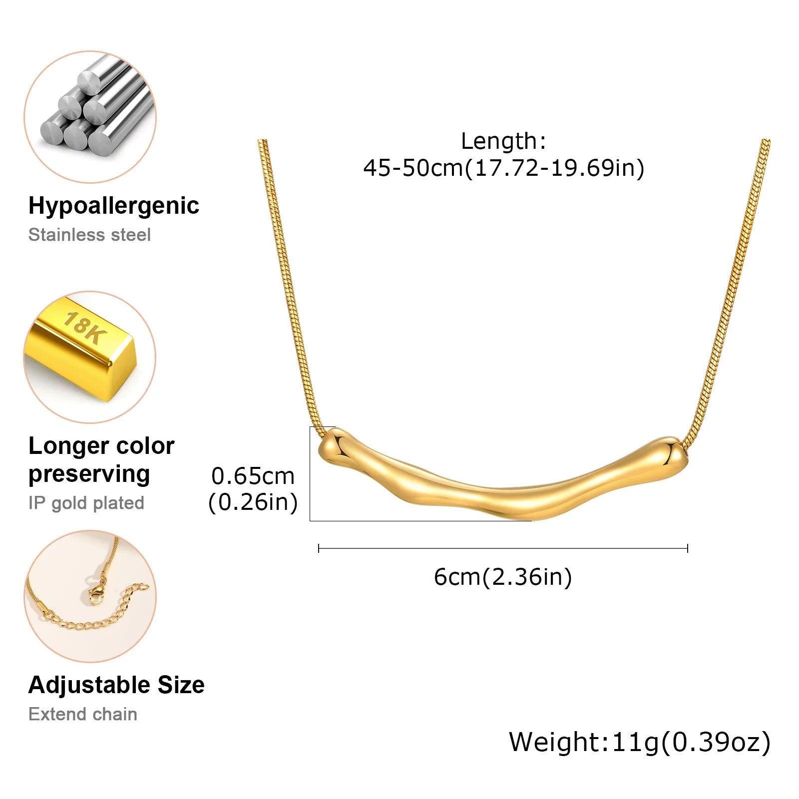 Vnox Irregular Geometric Pendant Necklaces Stainless Steel Jewelry For Women Smooth Liquid Shape Girl Necklaces Daily Waterfall