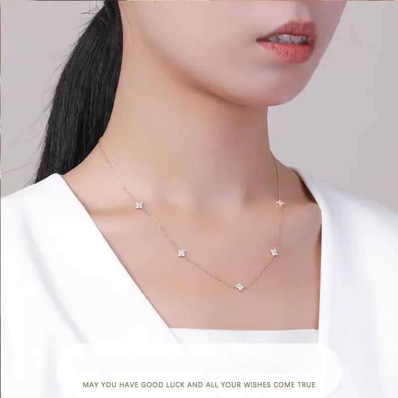 18k Gold Plated Cz Four-leaf Flower Bracelet for Women Girl Dainty Adjustable Link Chain Bracelets Charm Luxury Trend Jewelry