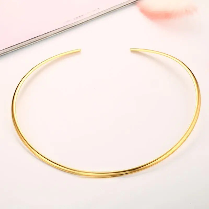 Stainles Steel Jewelry Chocker Collar Necklace For Women Open Neck Cuff Torques , Minimalist Mom Girlfriend Valentine's Day Gift