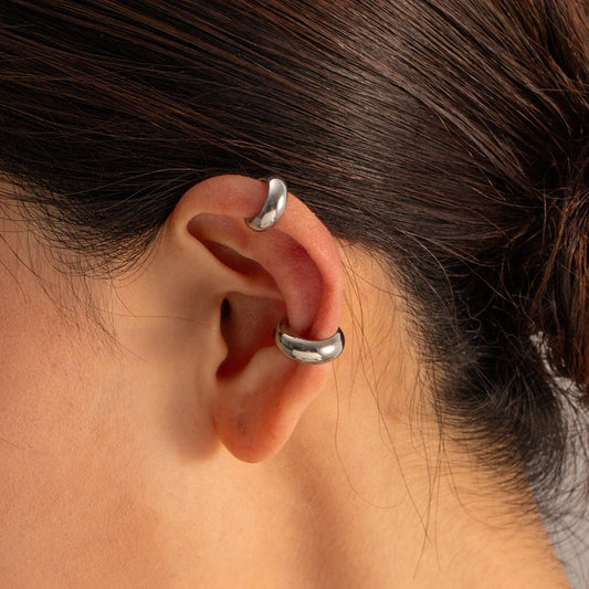Steel Color Stainless Steel Low Key Luxury Chunky C-shaped Minimalist Ear Clips Tarnish-proof Women's Ear Jewelry Party Gift