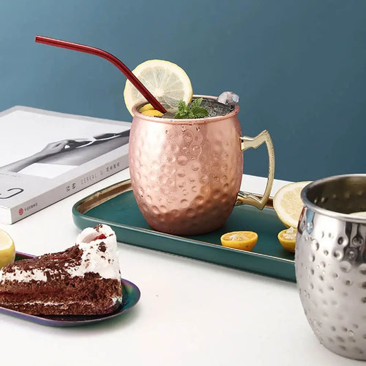 500ml Pure Copper Cup Handcrafted Thickened Mug Cup Moscow Mule Smooth Finish Drum Cup Mules Cocktails Coffee Beer