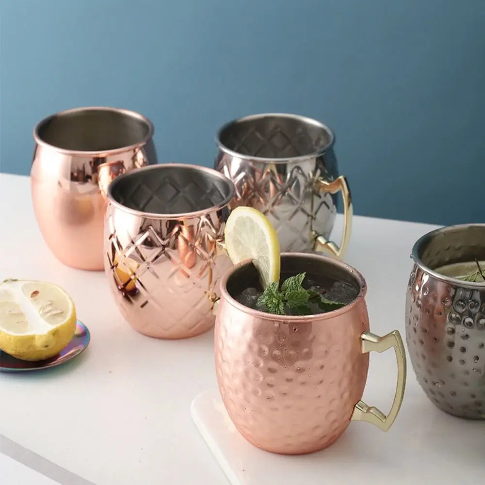 500ml Pure Copper Cup Handcrafted Thickened Mug Cup Moscow Mule Smooth Finish Drum Cup Mules Cocktails Coffee Beer