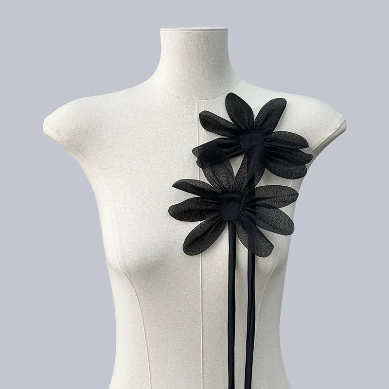 New Cloth Fabric Collar 2Pcs Flower Brooch for Women Pins Lace Flower Corsage Lapel Pins Handmade Jewelry Wedding Party Gifts